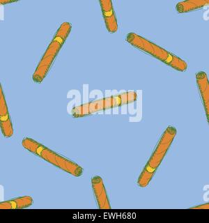 Sketch cigarette in vintage style, vector seamless pattern Stock Vector