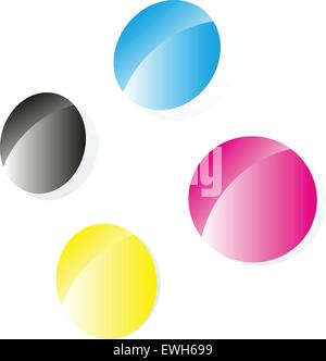 Cmyk emblem for prepress, printing press, press, printing themes Stock Vector
