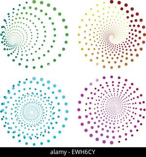 Stylish dotted design elements, motifs Stock Vector