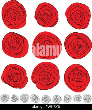 Abstract red circles. Abstract rose petals /white version included/ Stock Vector