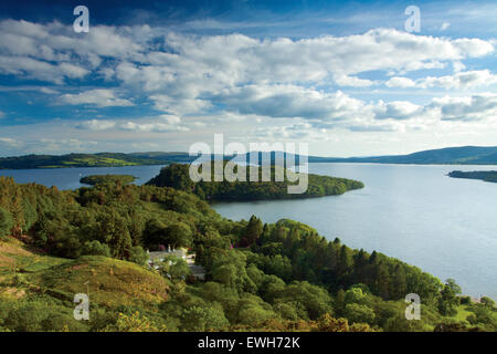 Loch Lomond and Inchcailloch from Druim nam Buaraich, Loch Lomond and the Trossachs National Park Stock Photo