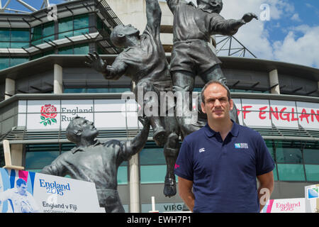 London, UK. 26th June 2015. Martin Johnson unveils Rugby World Cup 2015 ticket design at Twickenham. Credit: Elsie Kibue/Alamy Live News Stock Photo