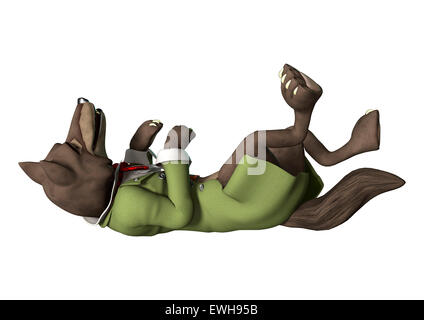 3D digital render of a fairytale wolf isolated on white background Stock Photo