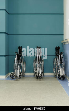 Wheelchairs on one of the floors in the hospital Stock Photo