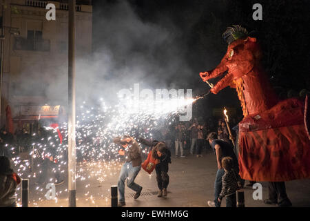 Europa, Spain, Barcelona, fireworks, popular party, poblenou Stock Photo