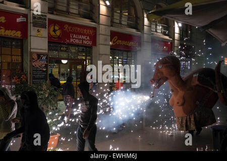 Europa, Spain, Barcelona, fireworks, popular party, poblenou Stock Photo