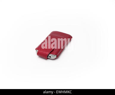 red leather case for phone Stock Photo