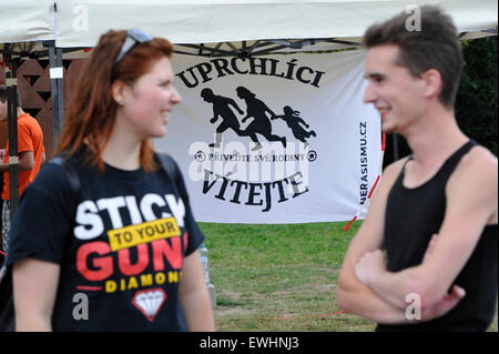 Brno, Czech Republic. 26th June, 2015. Meeting in support of refugees and against xenophobia at the Moravske namesti square, Brno, Czech Republic, June 26, 2015. (CTK Photo/Vaclav Salek/Alamy Live News) Stock Photo