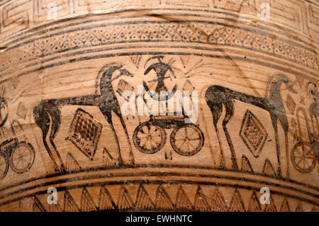 Terracotta krater. Greek, Attic, Geometric, ca. 725 B.C. Atributed to the Trachones Workshop. Chamber of Greece in the fourth ce Stock Photo