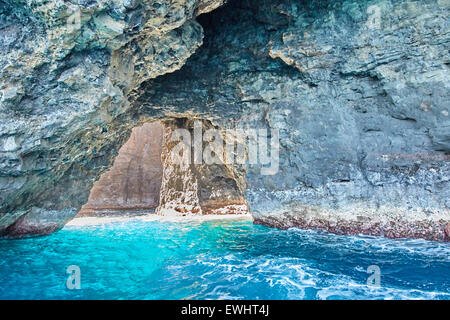 Sea Arch, Na Pali Coast, Kauai, Hawaii Stock Photo