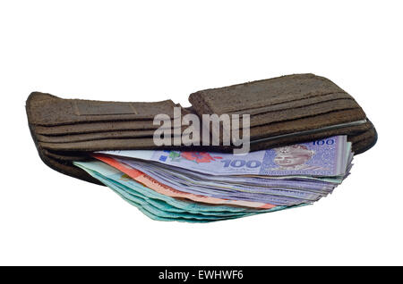 Money cash wallet on white background Stock Photo