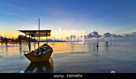 Empty fisherman boat in Pahang, Malaysia. Stock Photo