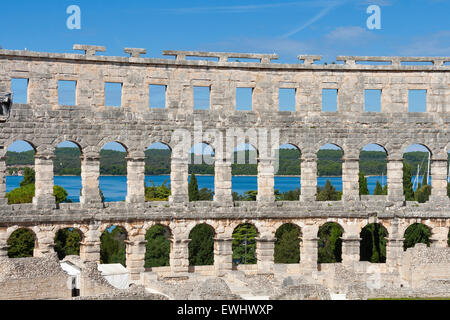 View of the Roman amphitheatre Arena in Pula, Istria, Croatia Stock Photo