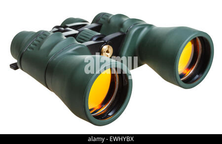green field glasses with yellow lens isolated on white background Stock Photo