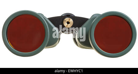 front view of green field glasses isolated on white background Stock Photo