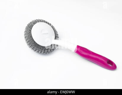 Stainless steel scouring pads isolated on a white background. Stock Photo