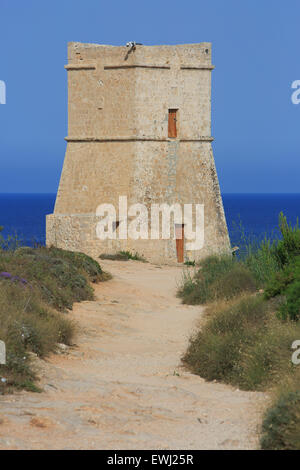 The Ghajn Tuffieha Tower (also known as Ghajn Mixkuka Tower) near Mgarr, Malta Stock Photo
