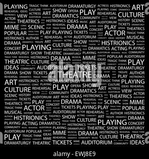 THEATRE. Concept illustration. Graphic tag collection. Wordcloud collage. Stock Vector