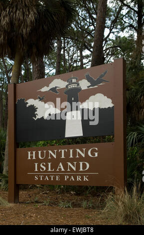 Hunting Island State Park Sign South Carolina, USA. Stock Photo