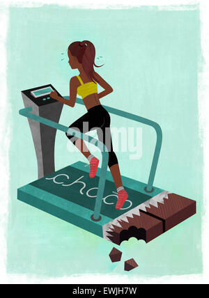 Woman workout on treadmill Stock Photo