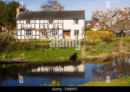 An ancient medieval Tudor timber framed house in Eardisland, Herefordshire, UK. Eardisland has been voted the prettiest village Stock Photo