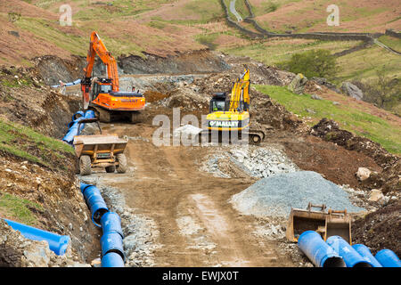 Construction work on the Scandale Beck hydro scheme above, Ambleside in the Lake district, UK. The scheme is operated by Ellergreen and whn finished will generate 900 Kw of clean electricty. Stock Photo