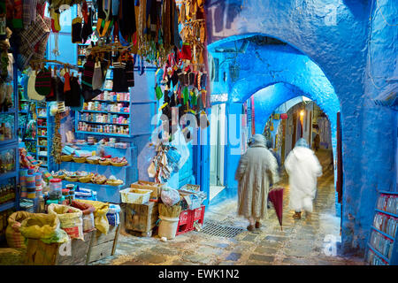 Blue painted walls in old Medina of Chefchaouen, Morocco, Africa Stock Photo