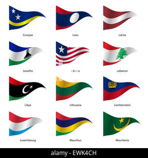 Set  Flags of world sovereign states. Stock Photo