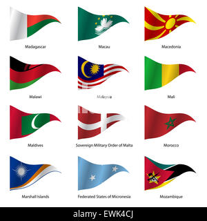 Set  Flags of world sovereign states. Stock Photo