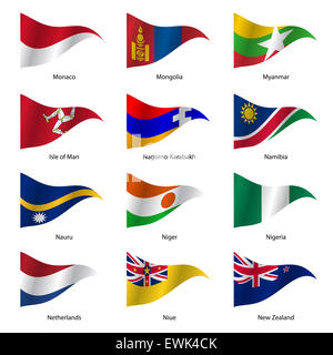 Set  Flags of world sovereign states. Stock Photo