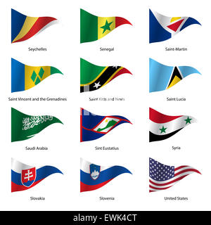 Set  Flags of world sovereign states. Stock Photo