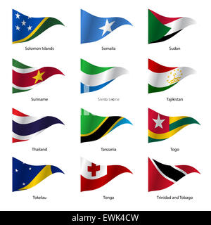 Set  Flags of world sovereign states. Stock Photo