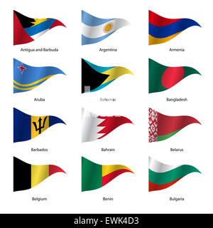 Set  Flags of world sovereign states. Stock Photo