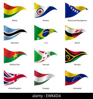 Set  Flags of world sovereign states. Stock Photo