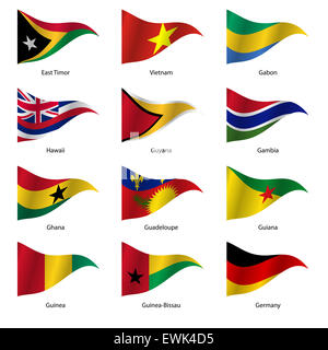Set  Flags of world sovereign states. Stock Photo