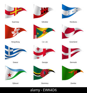 Set  Flags of world sovereign states. Stock Photo