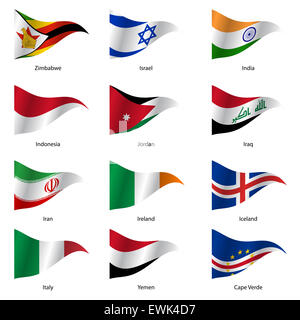 Set  Flags of world sovereign states. Stock Photo