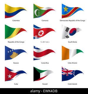 Set Flags of world sovereign states. Vector illustration. Set number ...