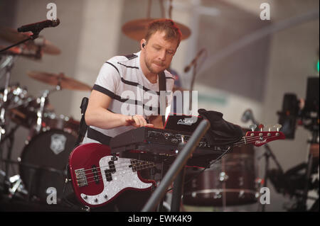 New York, NY. 26th June 2015. American band Imagine Dragons performs 'Radioactive' and 'Demons' on NBC's TODAY Show. Christoper Childers/EXimages.com Stock Photo