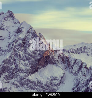Vivid scenery of Alpes - european skiing resort Stock Photo