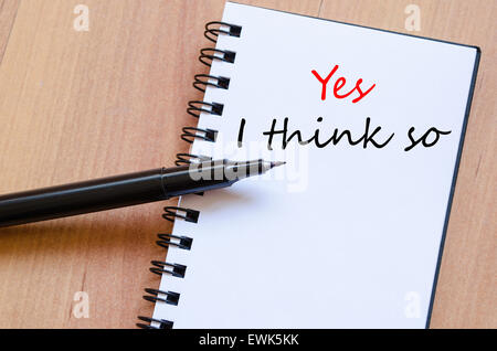 White notepad and ink pen on the wooden desk  and text concept Stock Photo