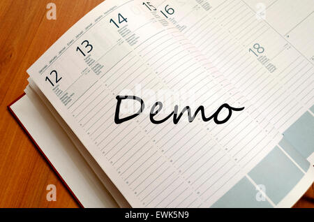 Business Notepad on wooden table and text concept Stock Photo