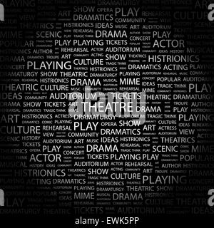 THEATRE. Background concept wordcloud illustration. Print concept word cloud. Graphic collage. Stock Vector