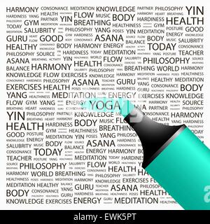 YOGA. Concept illustration. Graphic tag collection. Wordcloud collage. Stock Vector