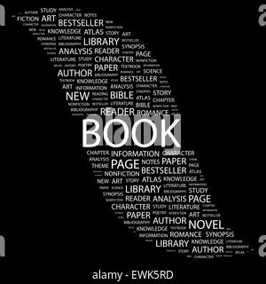 BOOK. Word cloud concept illustration. Wordcloud collage. Stock Vector