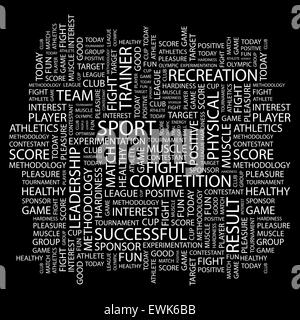 SPORT. Word cloud illustration. Tag cloud concept collage. Stock Vector