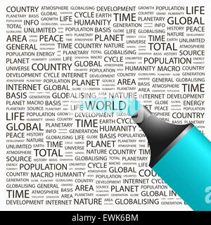 WORLD. Word cloud concept illustration. Wordcloud collage. Stock Vector