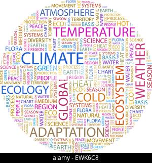 CLIMATE. Word cloud illustration. Tag cloud concept collage. Stock Vector