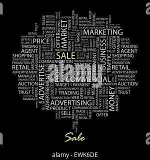 SALE. Word cloud illustration. Tag cloud concept collage. Stock Vector
