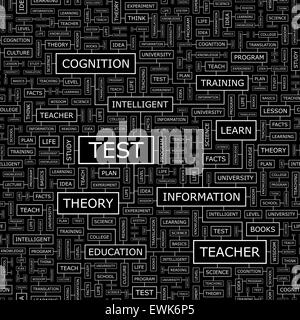 TEST. Seamless pattern. Word cloud illustration. Stock Vector